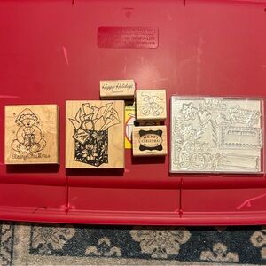 Assorted Rubber Christmas/Holiday Stamps Set